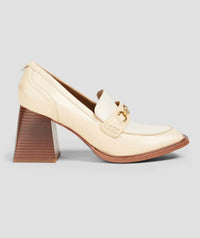 Sam Edelman Women's Quincy Heeled Loafer in ivory leather - women's flats