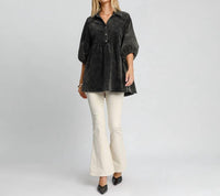 Umgee - Half Button Down Corduroy Tunic