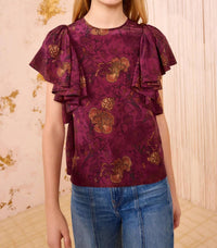 Ulla Johnson - Lena Silk Flutter Sleeve Blouse