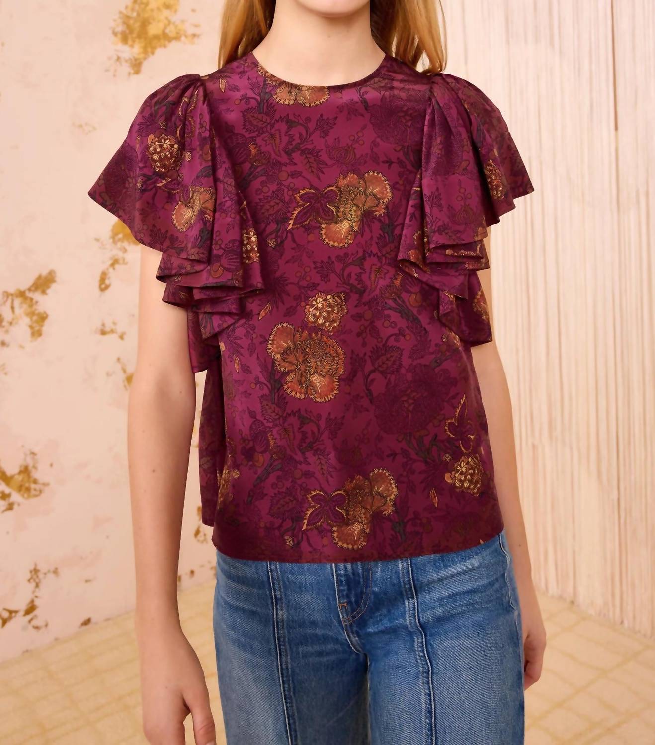 Ulla Johnson - Lena Silk Flutter Sleeve Blouse