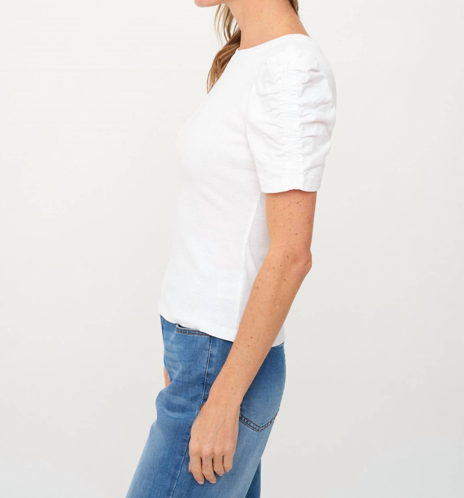 Six/Fifty - Alexandria Ribbed Ruched Sleeve Top