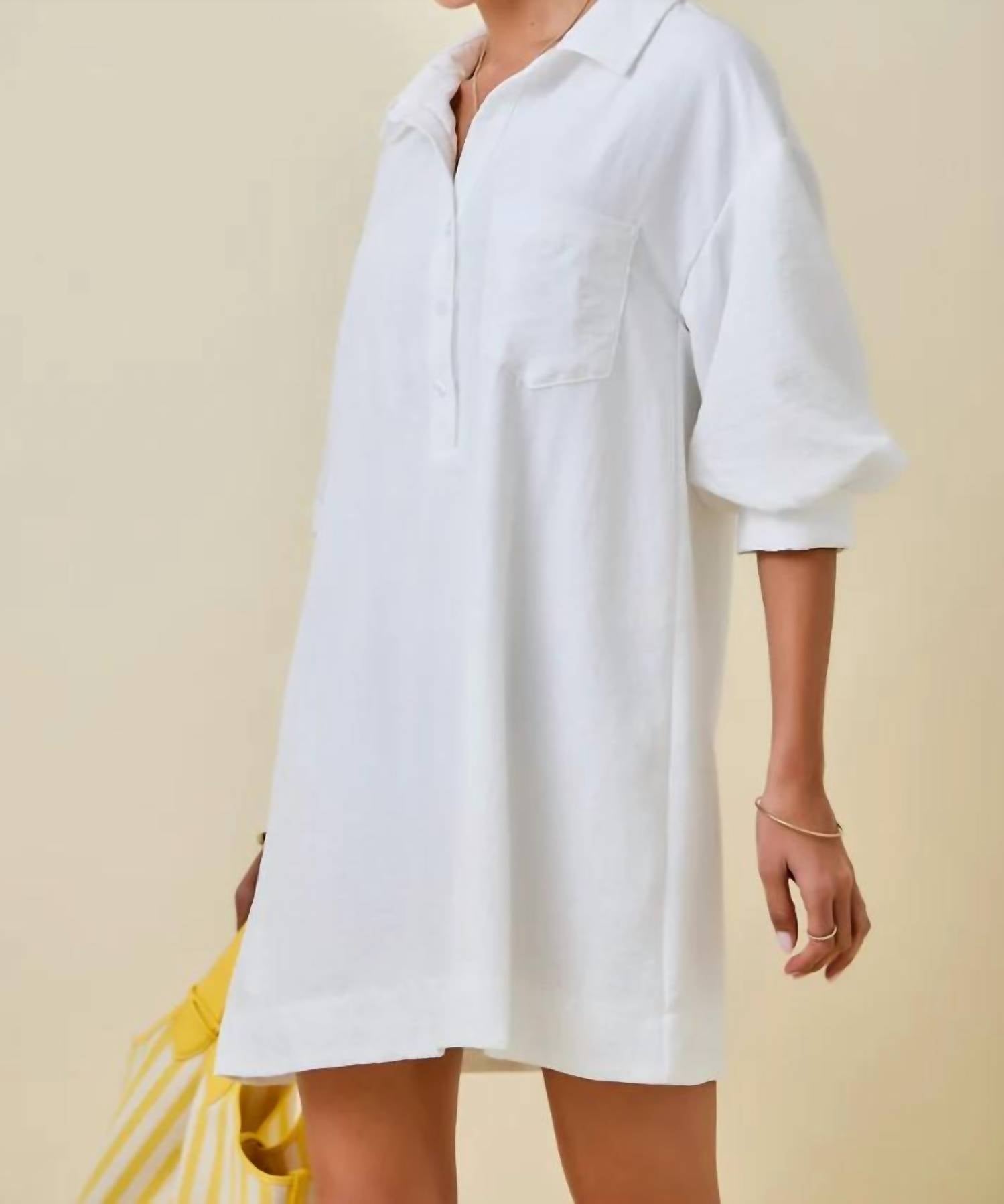 Day + Moon - Puff Sleeve Mini Shirt Dress