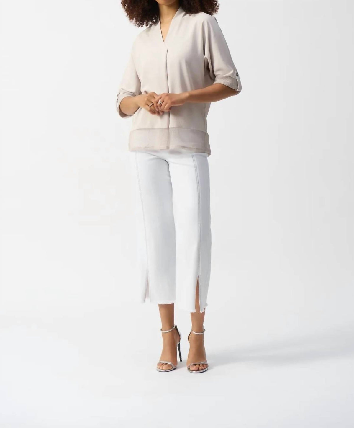 Joseph Ribkoff - Woven And Mesh Boxy Top