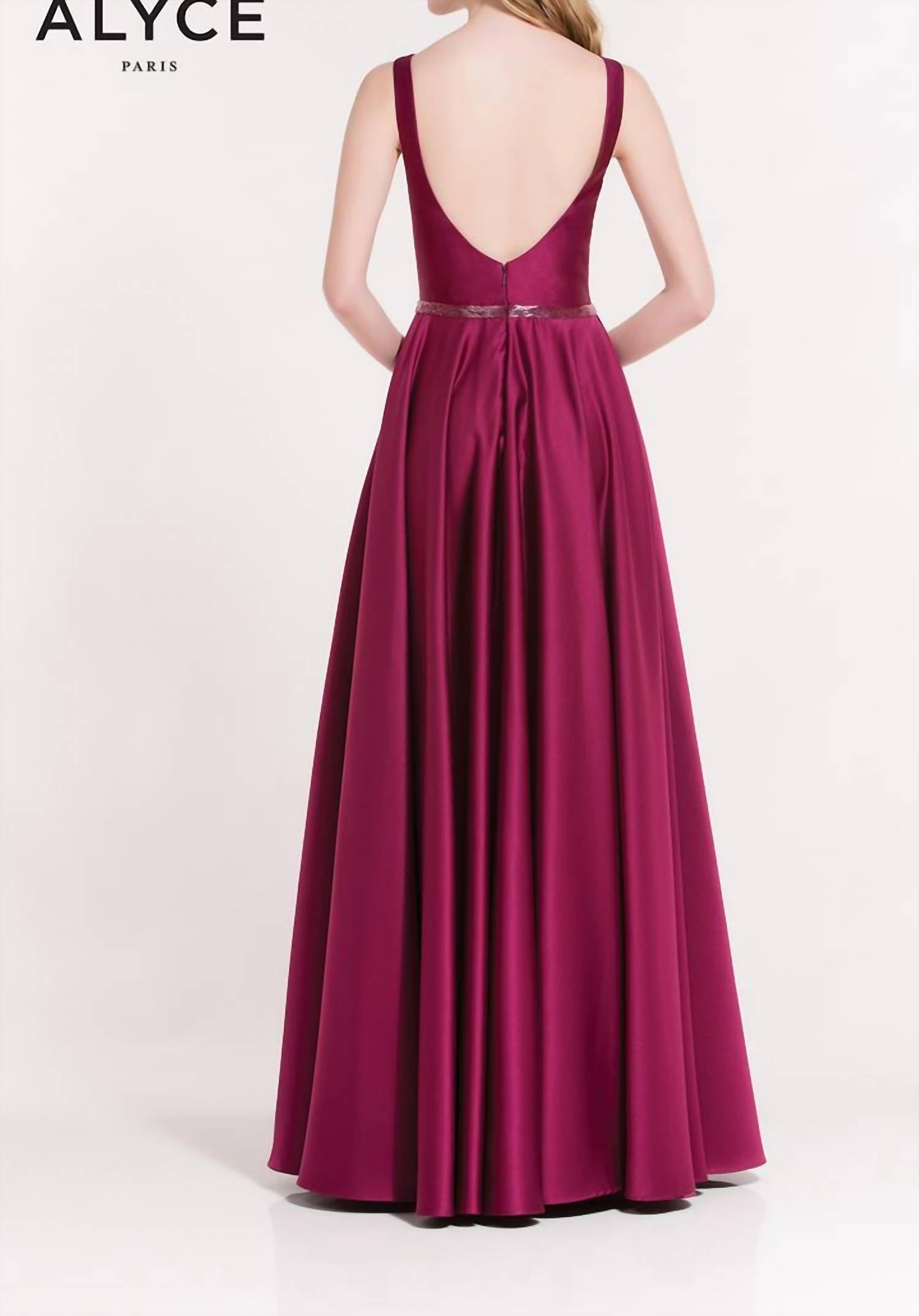 ALYCE PARIS Women's Prom Dress in black cherry - women's dress - detail view