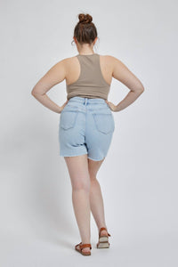Mica Denim - High Rise Midi Stretchê Shorts