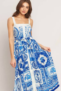 Flying Tomato - Printed Woven Midi Dress