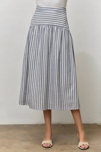 Polagram - Striped Cotton Midi Skirt