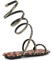 Jeffrey Campbell - Women's Slinked Rhinestone Print Ankle Wrap Flat Sandals