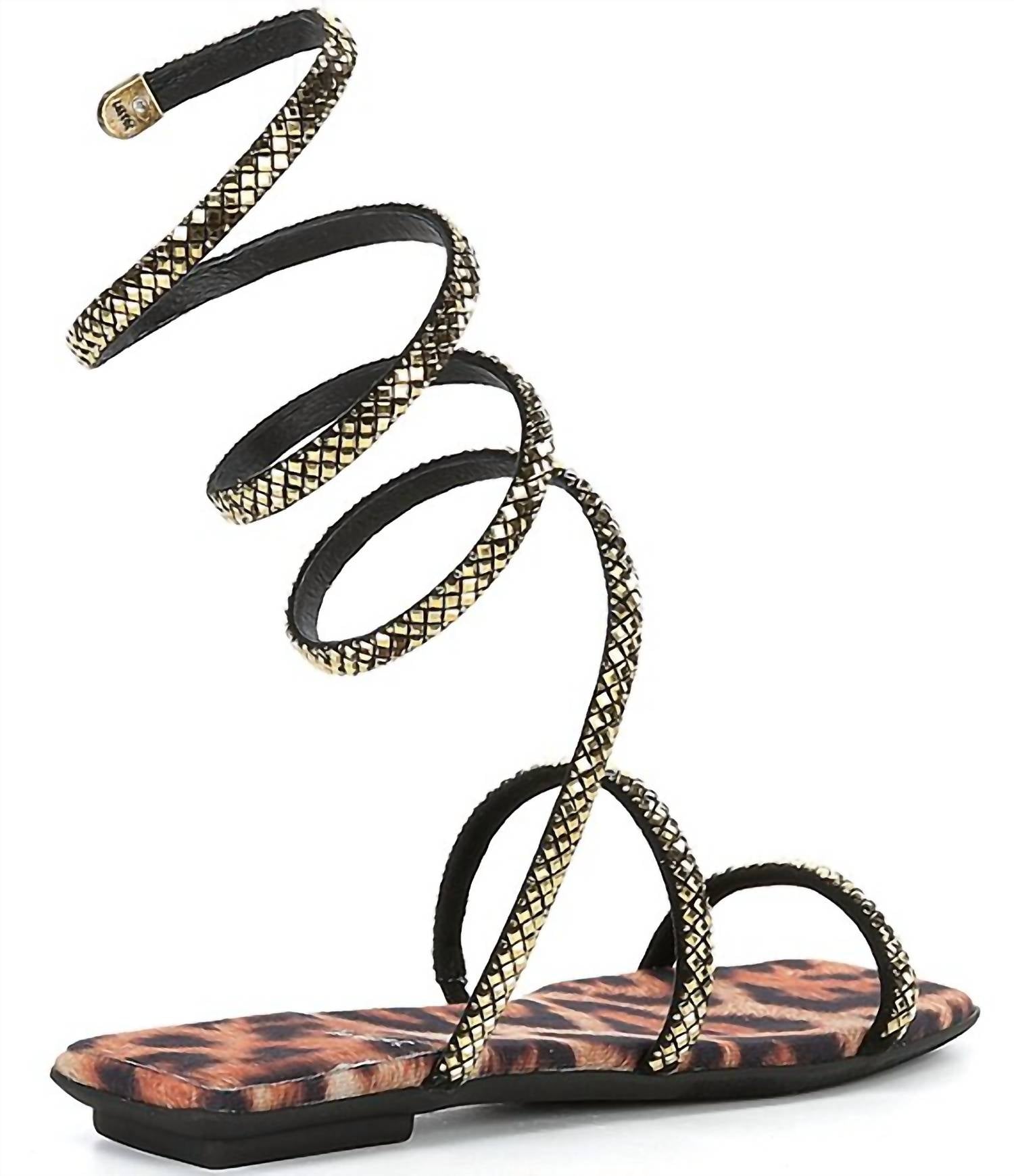 Jeffrey Campbell - Women's Slinked Rhinestone Print Ankle Wrap Flat Sandals