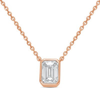 Diana M Jewels - 10.00 Cts Lab Grown Emerald Bezel Pendant Necklace