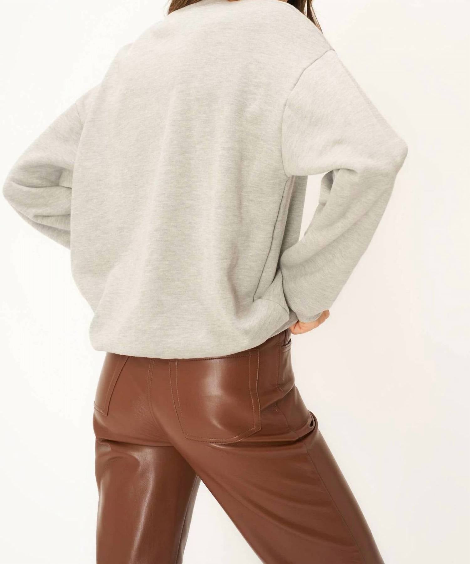 PROJECT SOCIAL T Achy Breaky Heart Sweatshirt in heather gray - women's top - detail view