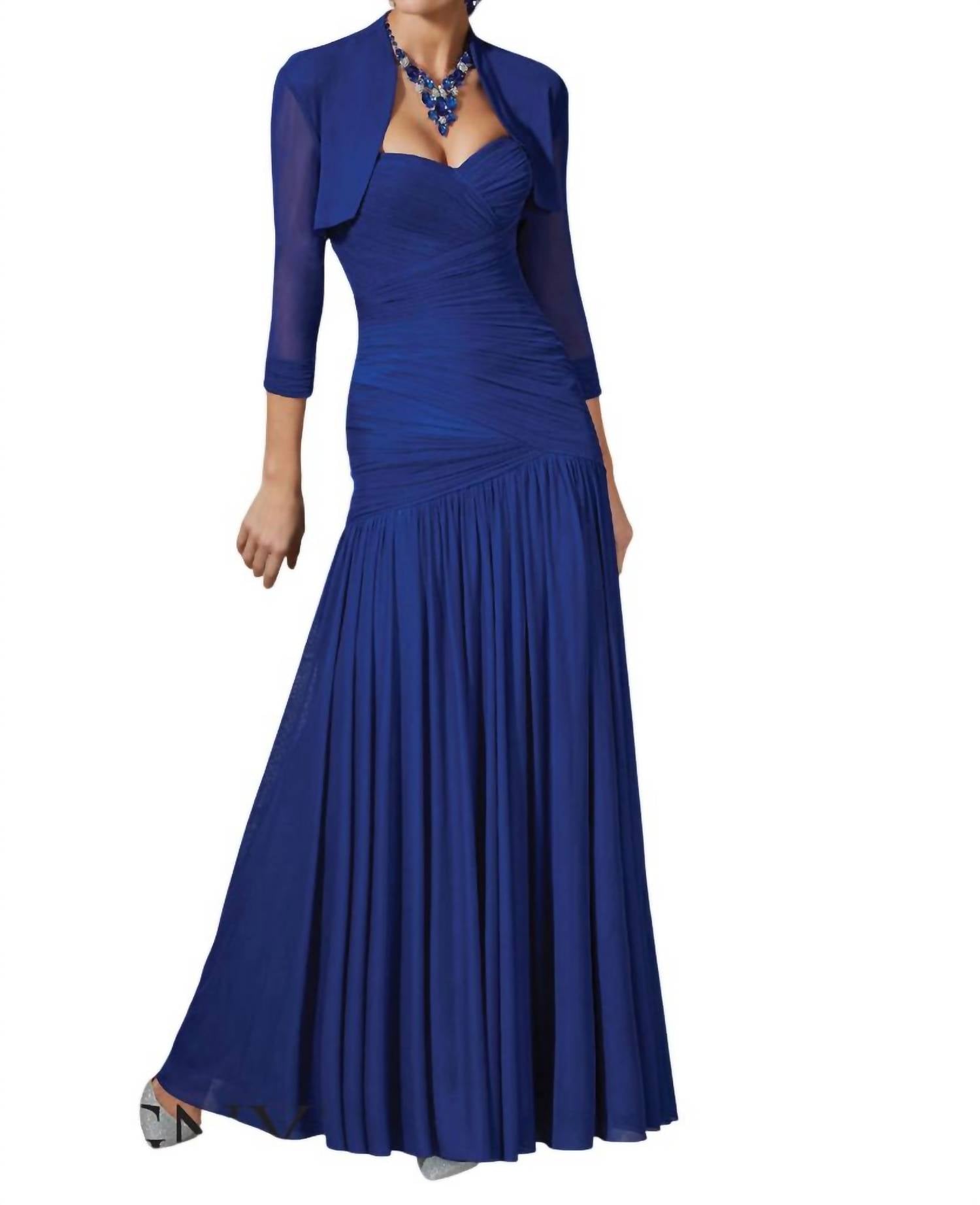 Mgny - Draped Jersey Mermaid Dress With Jacket
