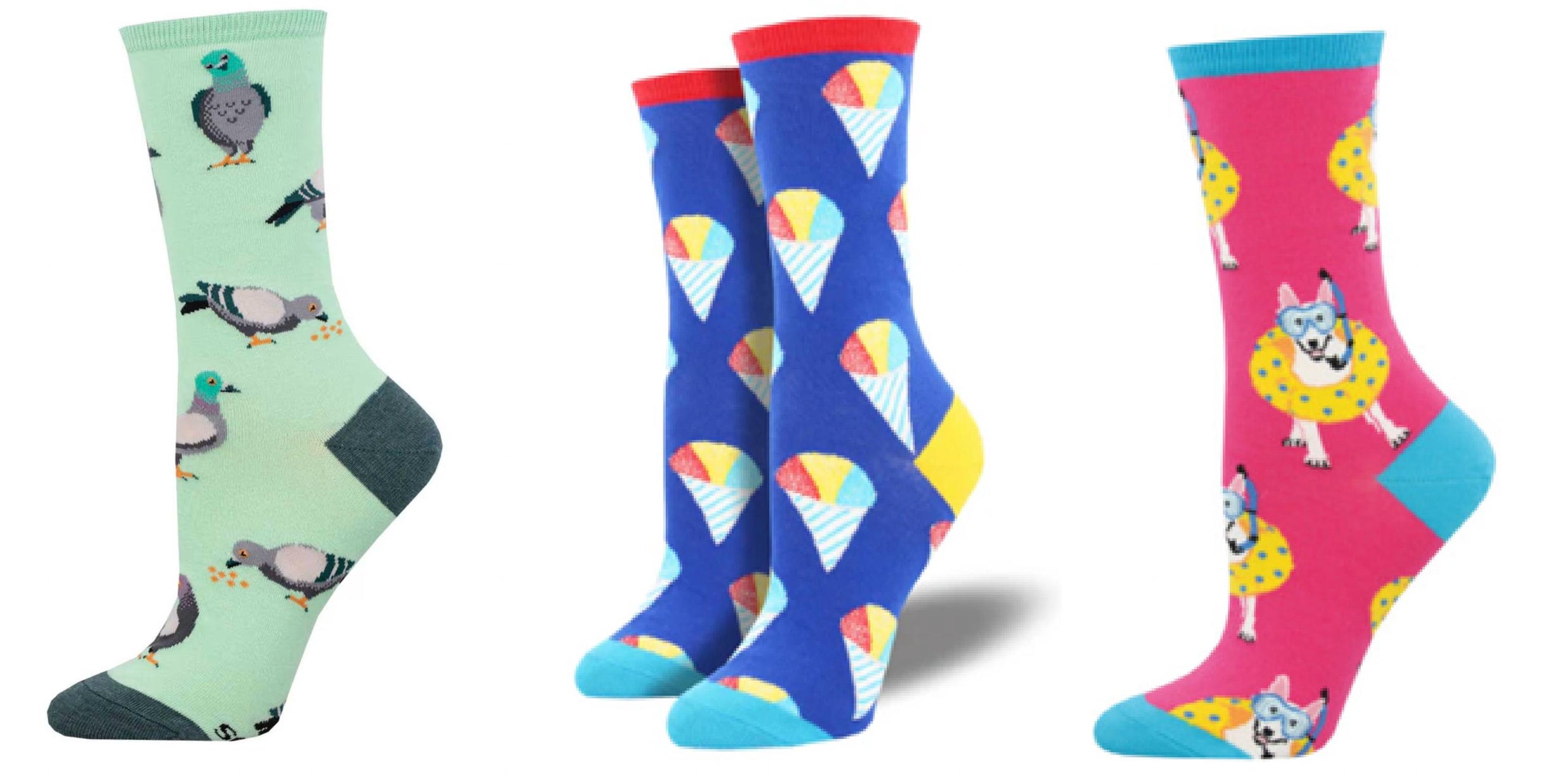 SOCKSMITH Women's Pigeon & Have An Ice Day & Doggy Paddle Socks - Set Of 3 Pair in multi - women's accessory