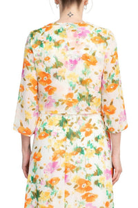 Maison Tara - Floral Midi Dress With Matching Chiffon Jacket Set