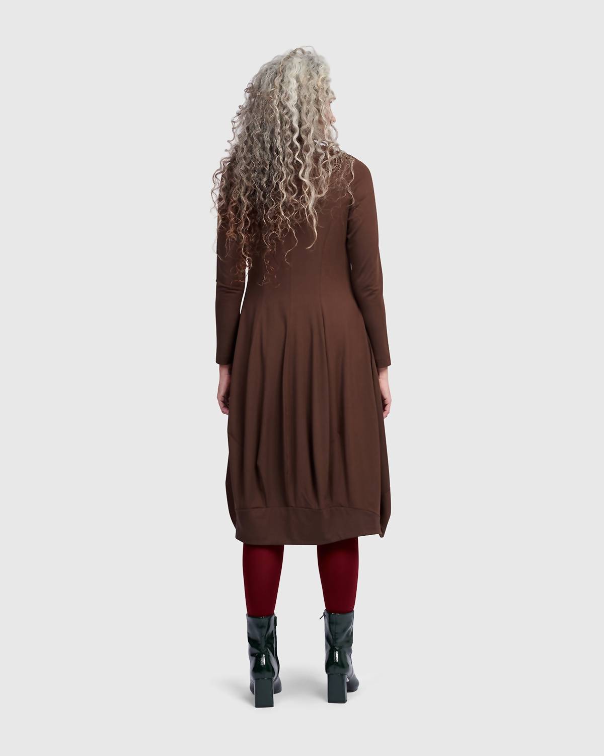 ALEMBIKA Essential Turtleneck Cocoon Dress in umber - women's dress - alternate view