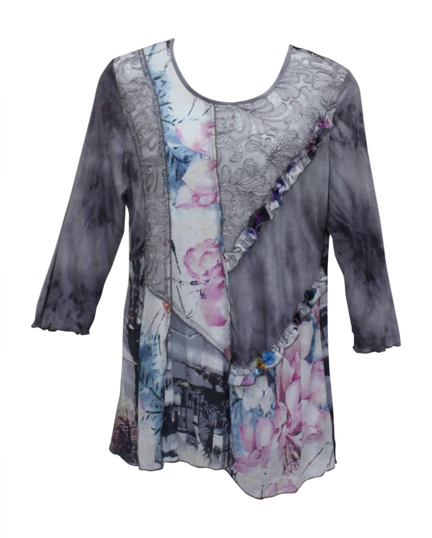 Lv Collection - Women's Floral & Ruffle Tunic