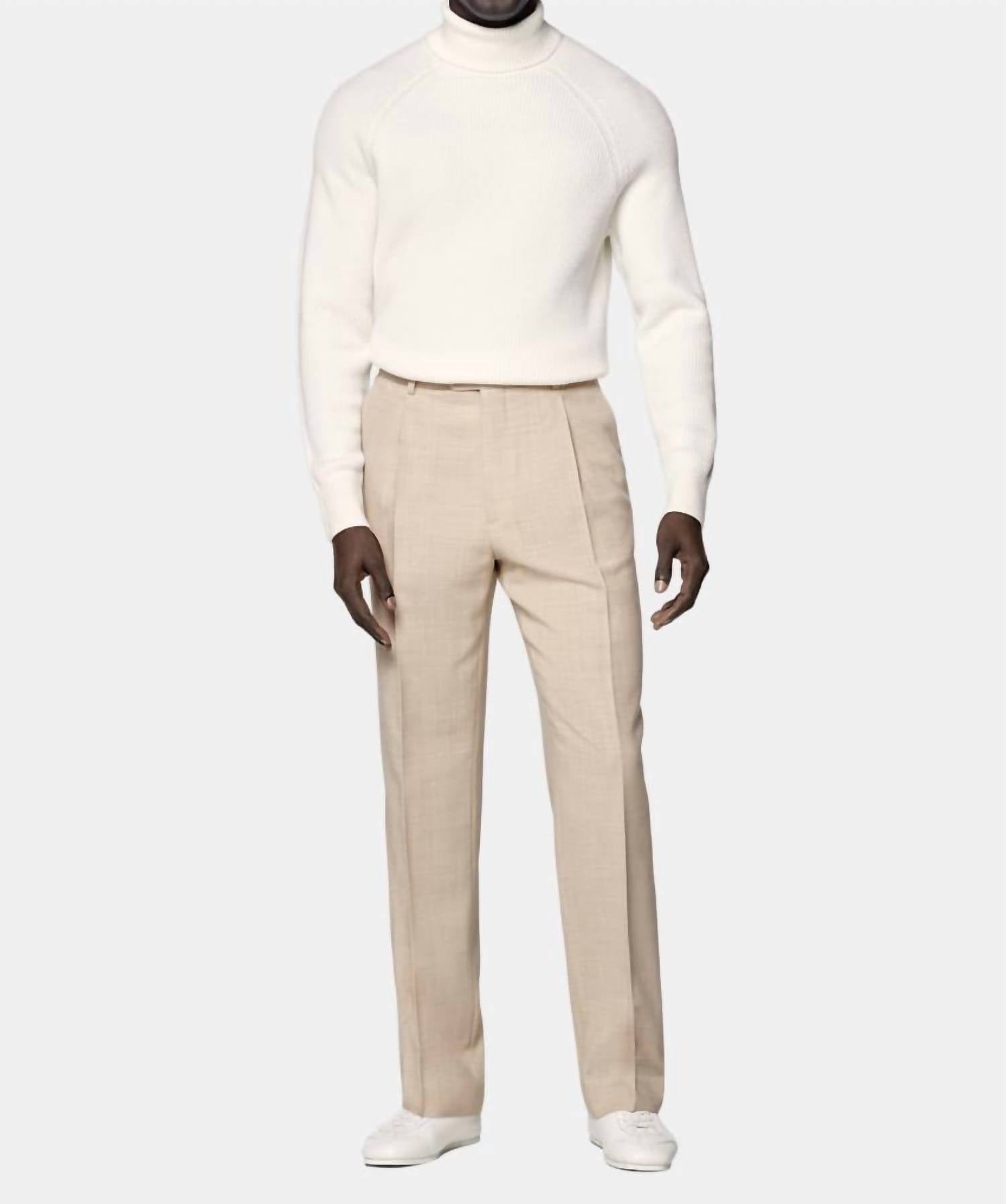 SUITSUPPLY Ribbed Merino Wool Turtleneck Sweater - Plus in off white - men's sweater - view 6