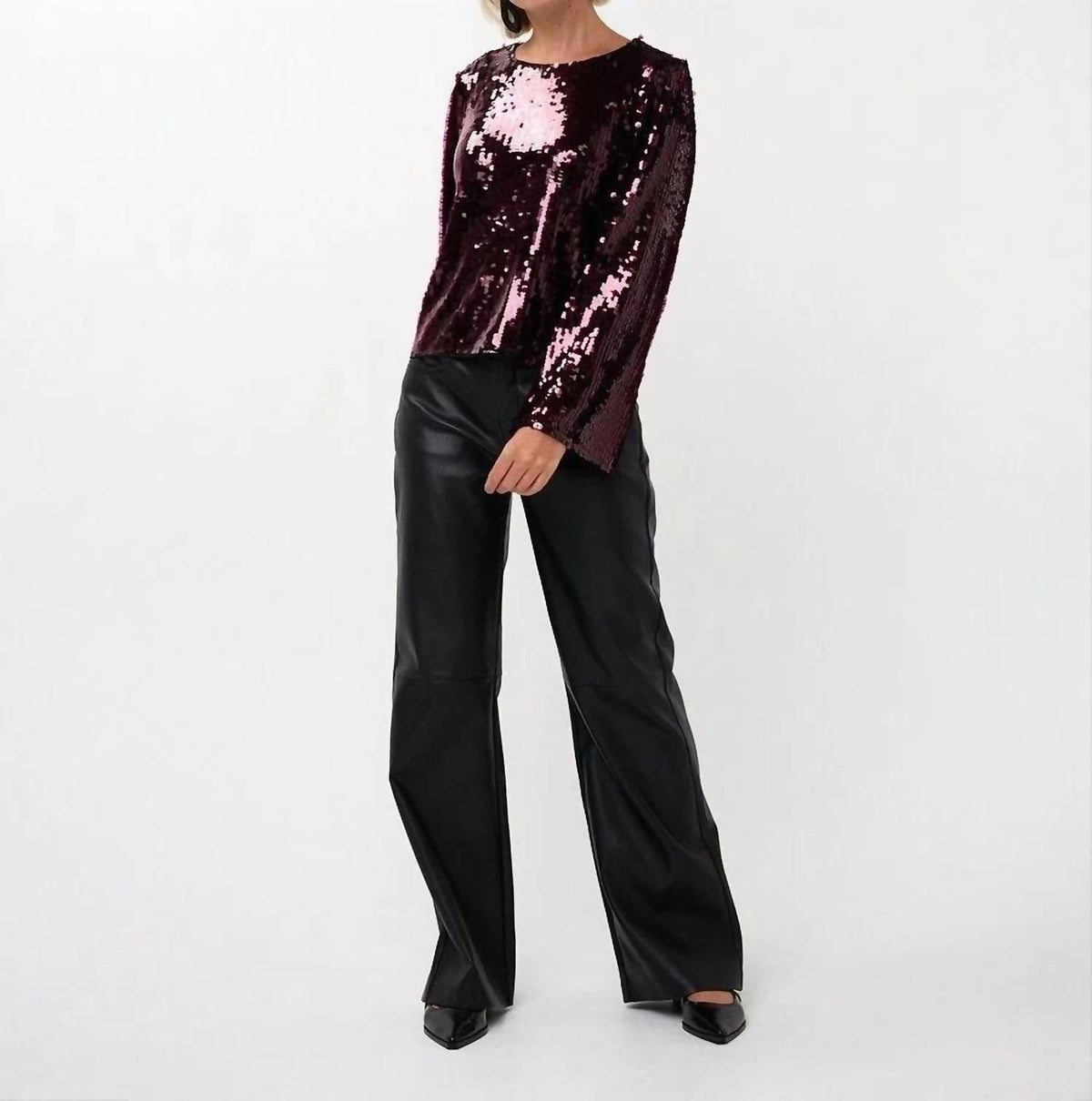 Esqualo - Fylla Flared Sleeve Sequin Top