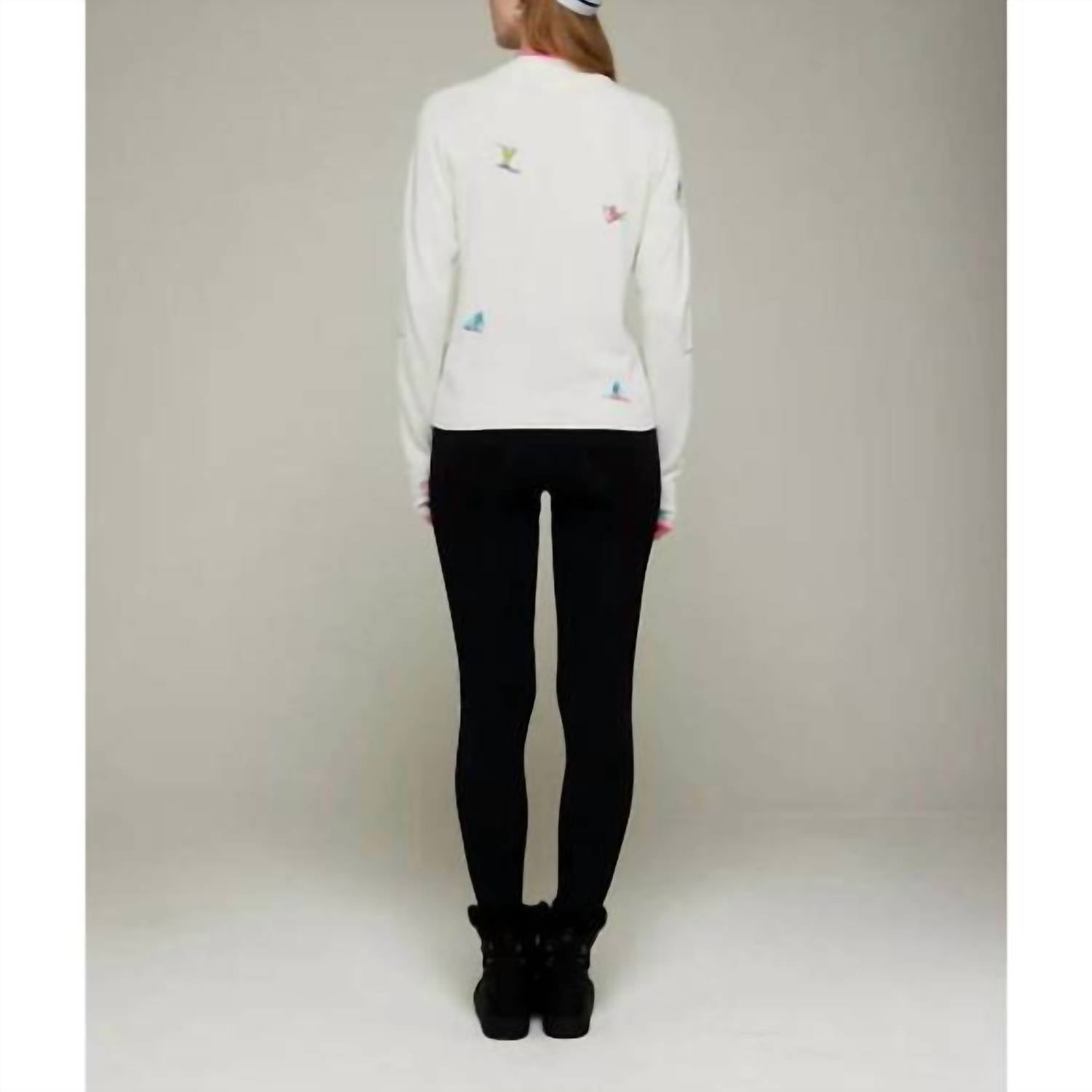 Brodie Cashmere - Ditsy Ski Embroidery Mock Neck Sweater