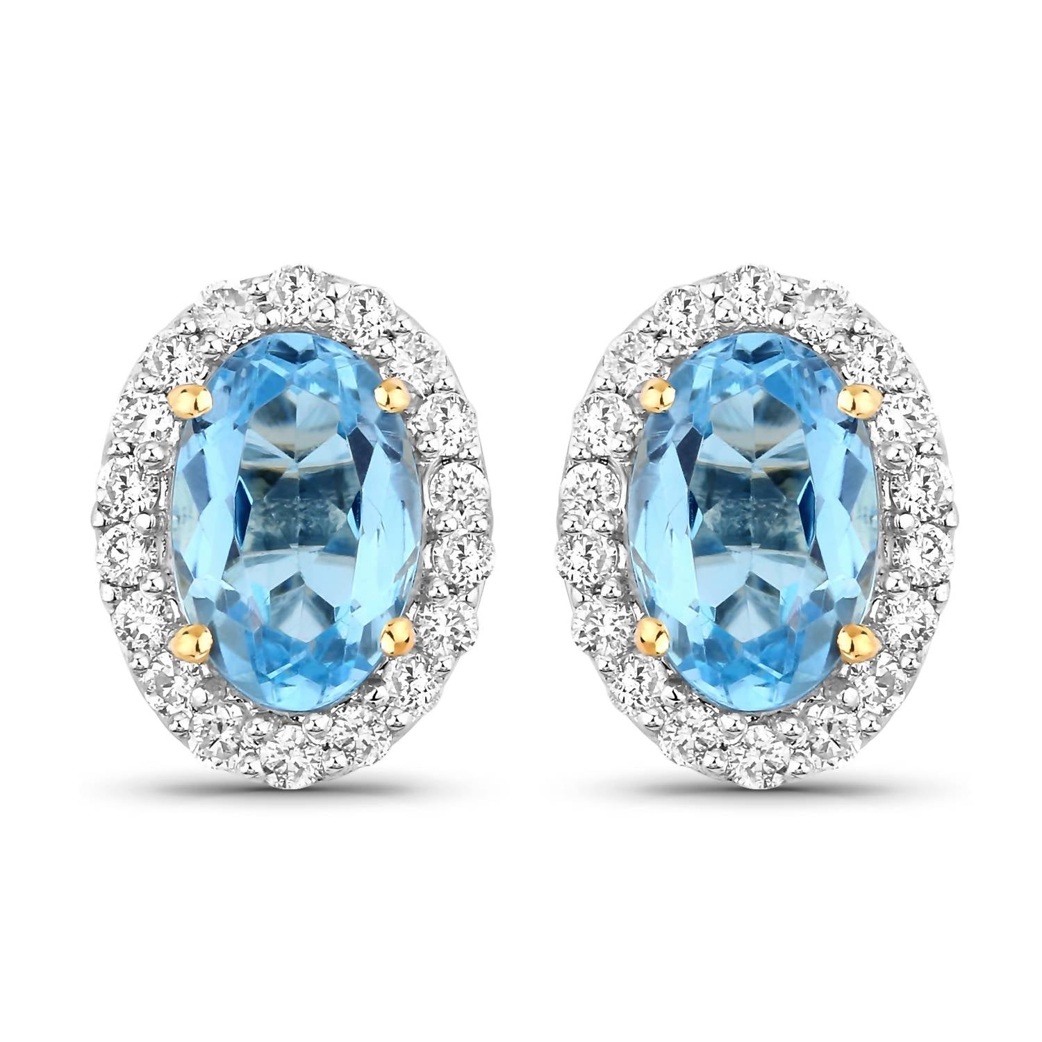 Diana M Jewels Women's Oval Natural Aquamarine Stud Earrings (0.90 Ct) - Delicate in 14k yellow gold - women's jewelry