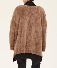 Grade & Gather - Fireside Contrast Border Fuzzy Cardigan