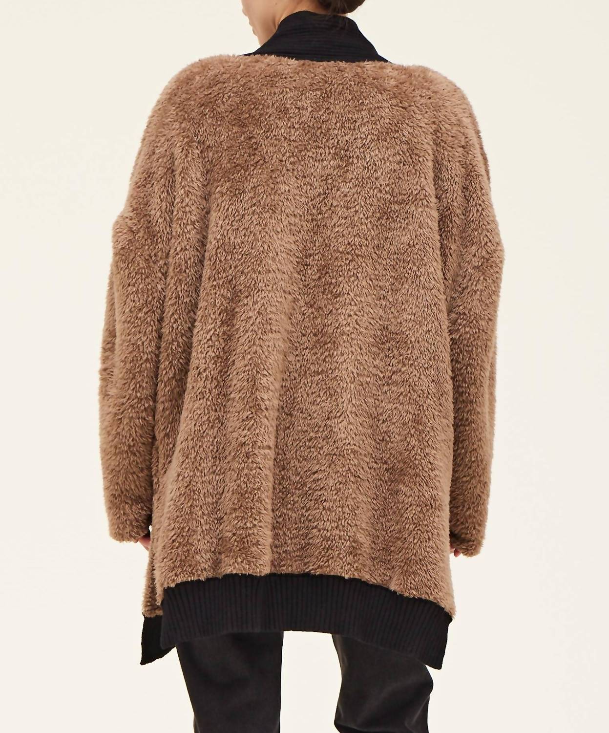 Grade & Gather - Fireside Contrast Border Fuzzy Cardigan