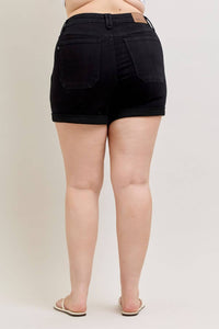 Judy Blue High Waist Aurora Weekender Double Rolled Cuff Denim Short in black - women's shorts - view 5