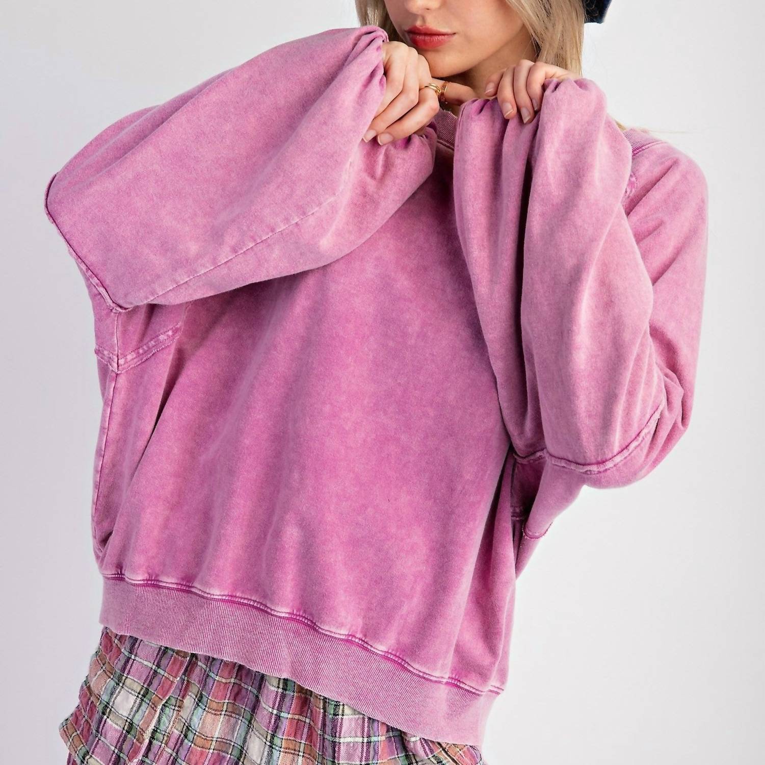 Easel - Terry Knit Pullover Top