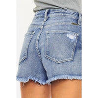 KanCan High Rise Mom Shorts in medium denim - women's shorts - view 8