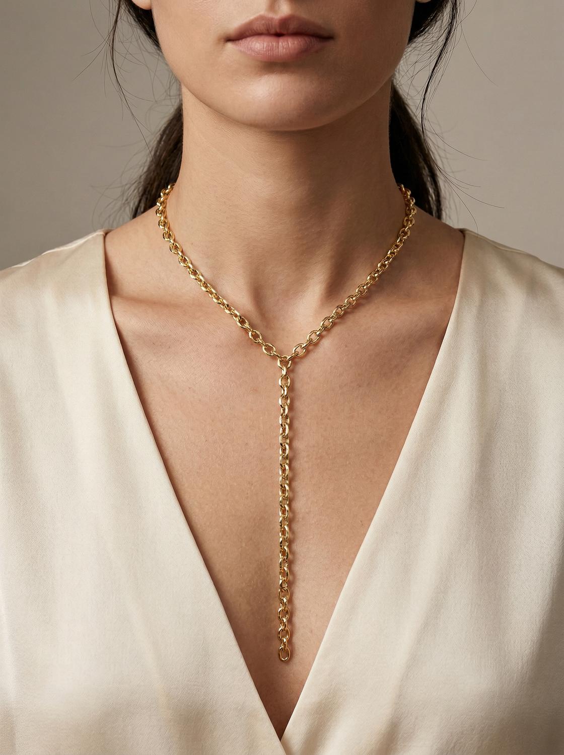 eklexic Women's Nova Lariat Necklace in gold - women's jewelry - alternate view