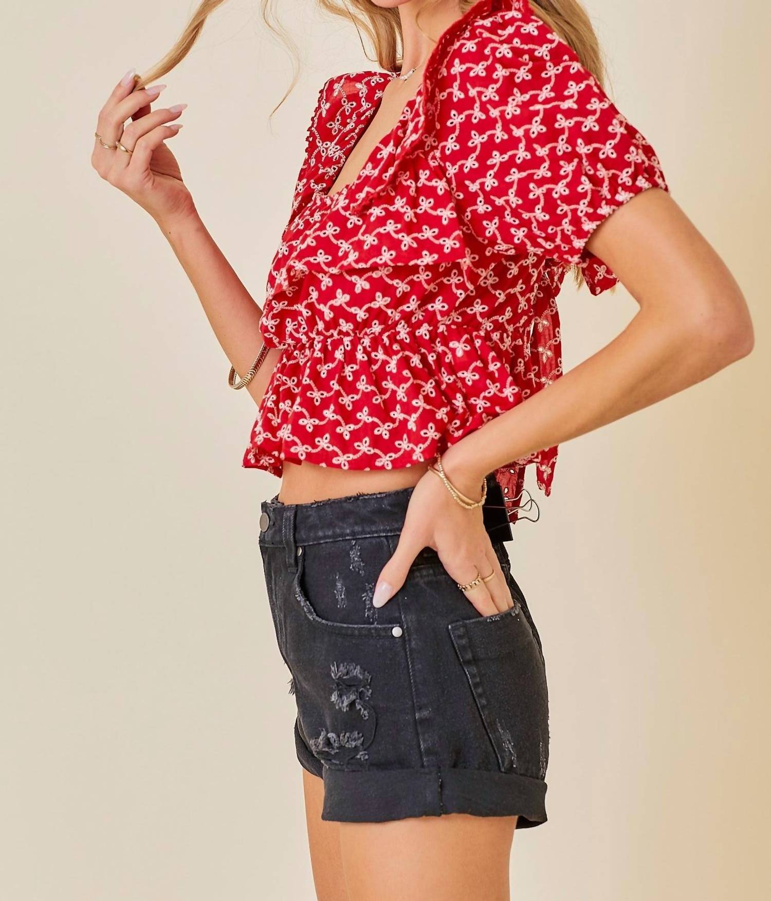 Day + Moon - Ruffle Lace Top