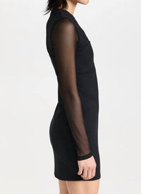 Susana Monaco - Mesh Crew Long Sleeve Mini Dress