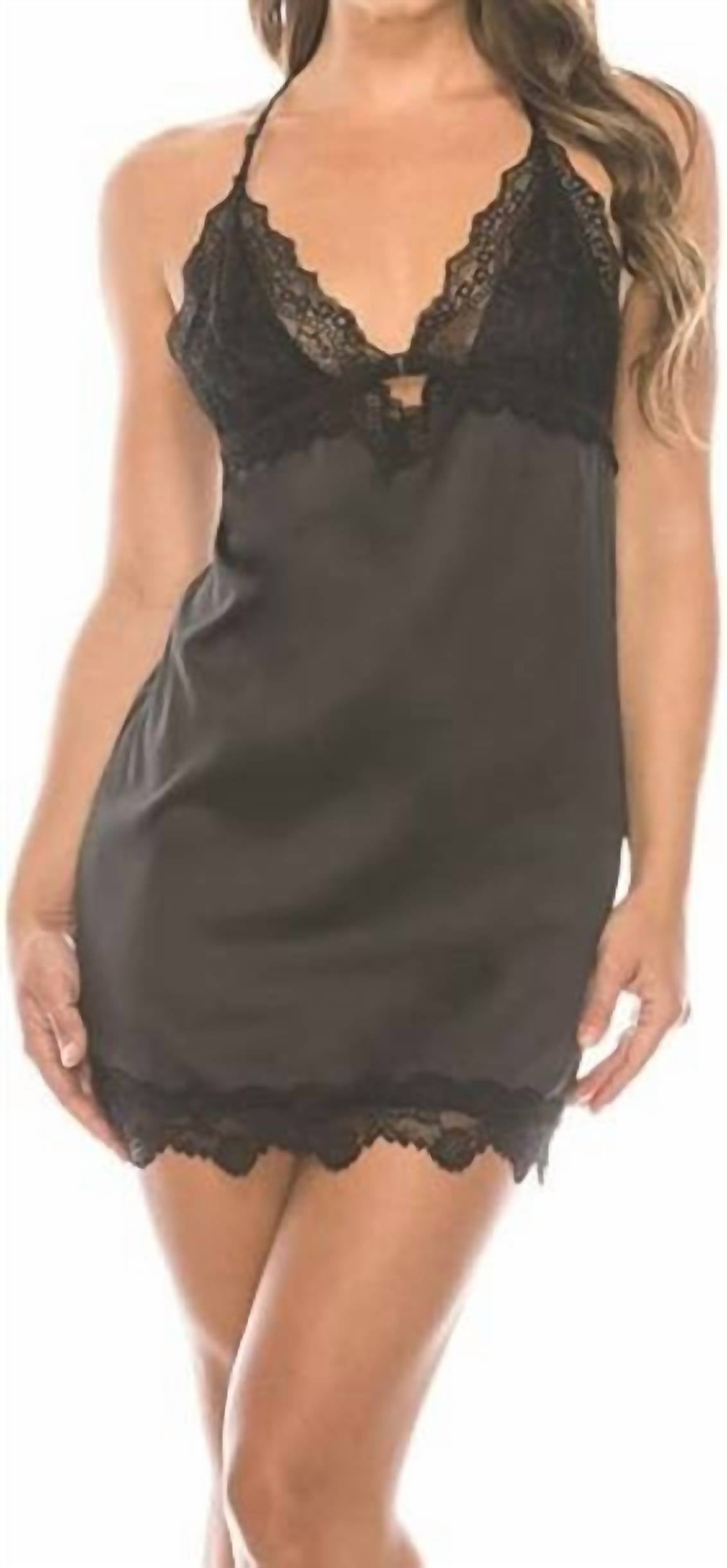 Youmita - 2 Piece Satin Lace Trimmed Slip Set