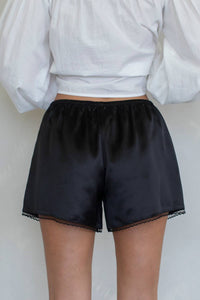 Things Between - Lia Satin Shorts With Lace Trim