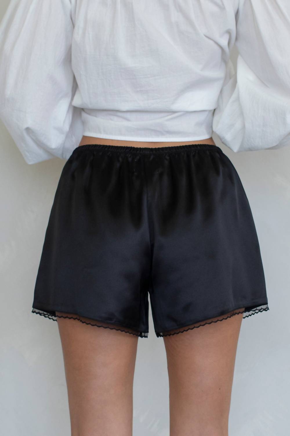 Things Between - Lia Satin Shorts With Lace Trim