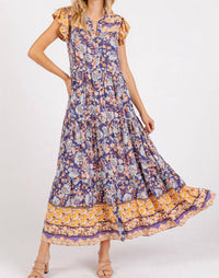 mittoshop Esmé Maxi Dress in peacock blue - women's dress - detail view