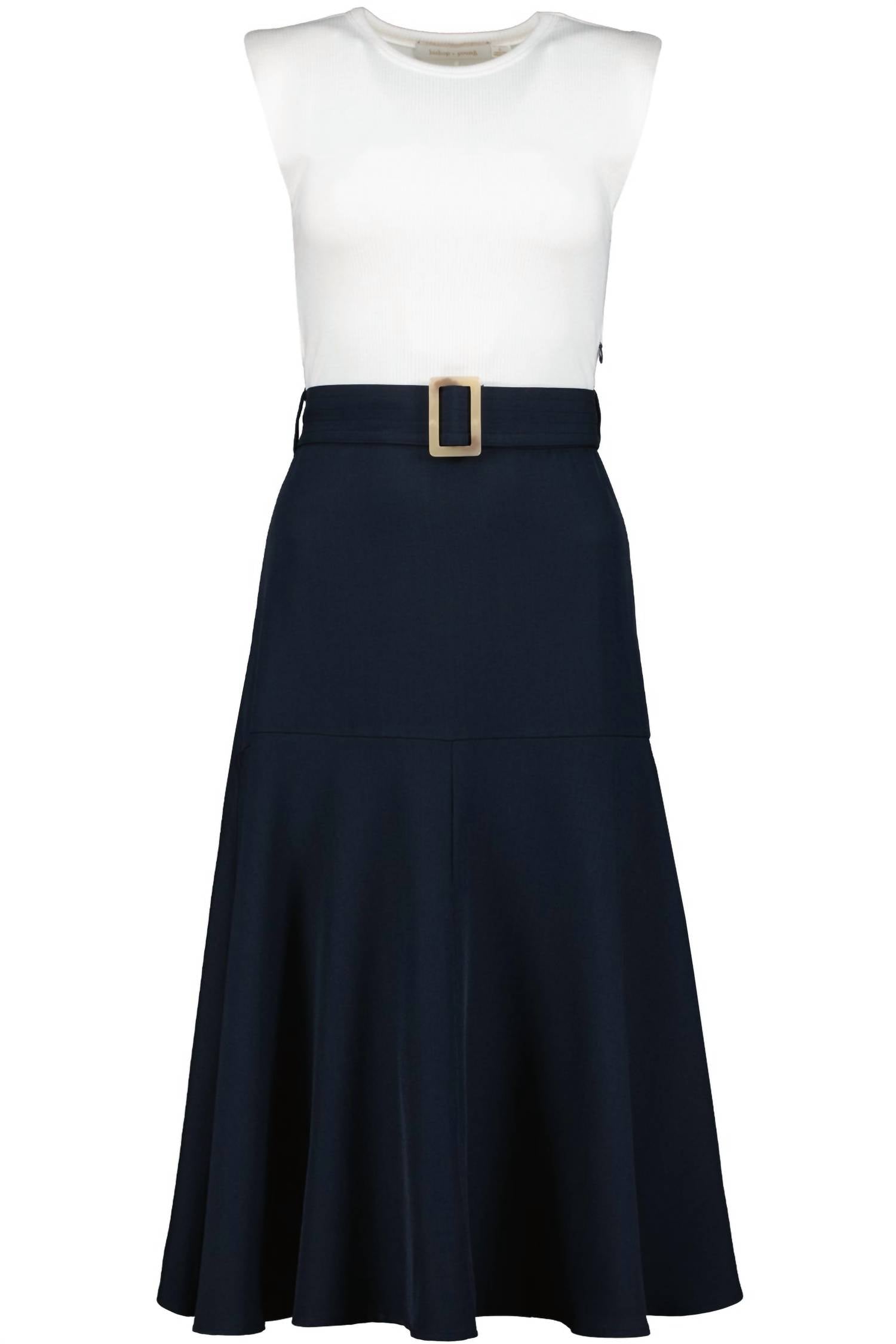 bishop + young Kristopher Twofer Midi Dress in navy - women's dress - detail view