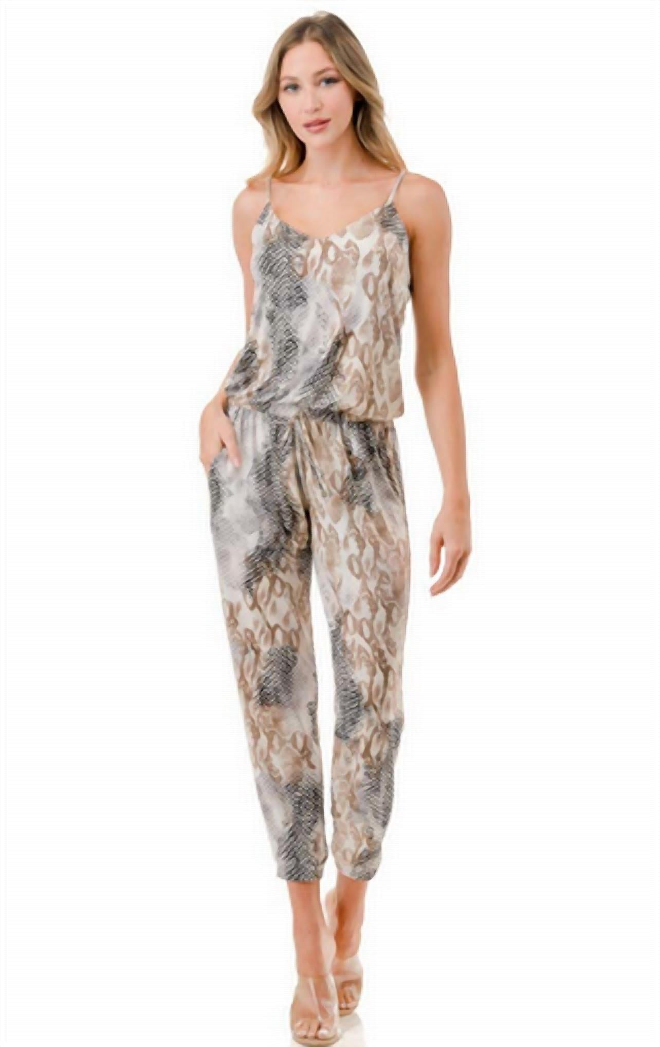 Ariella - Snakeskin Print Jumpsuit