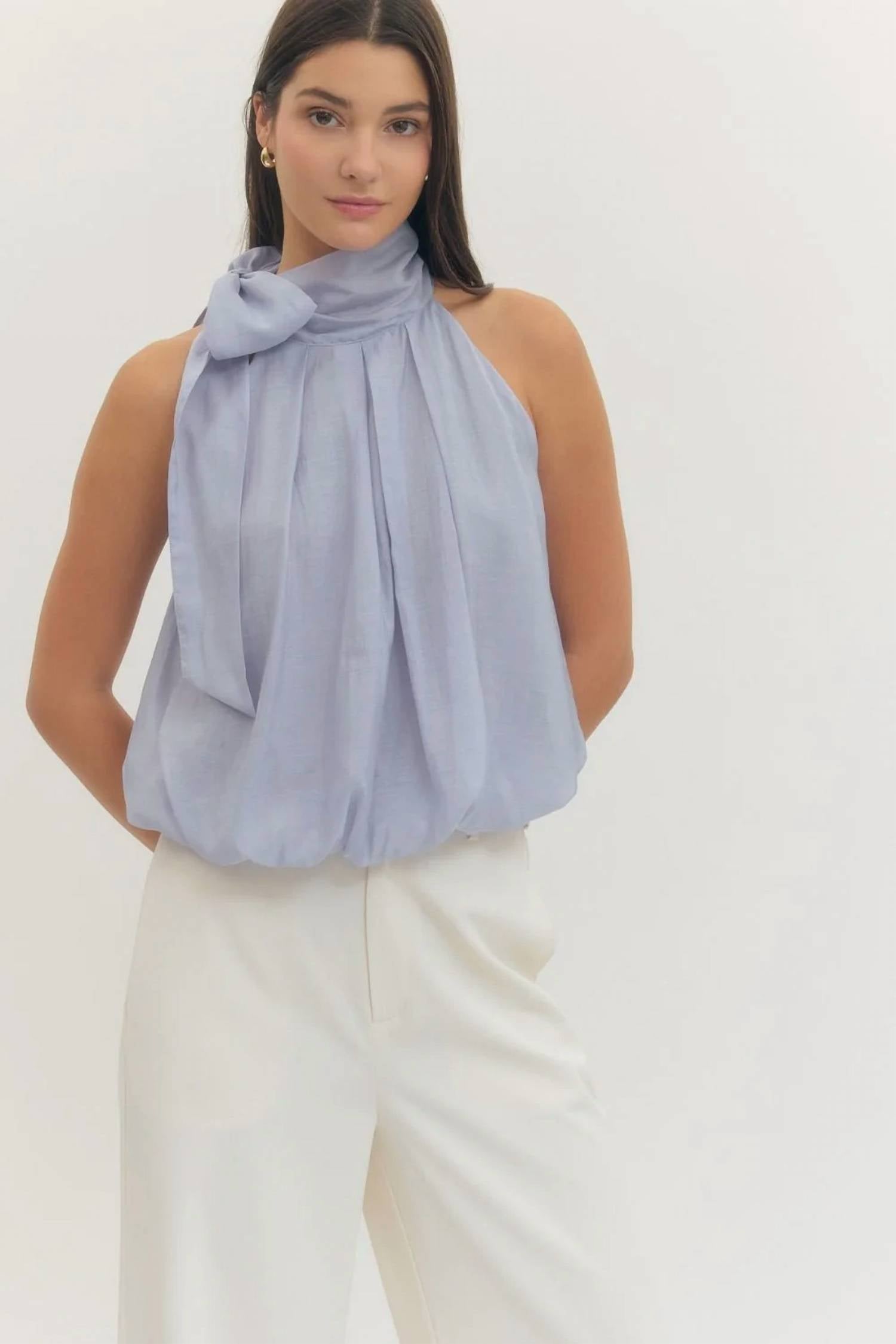 Entro - Halter Bow-tie Blouse