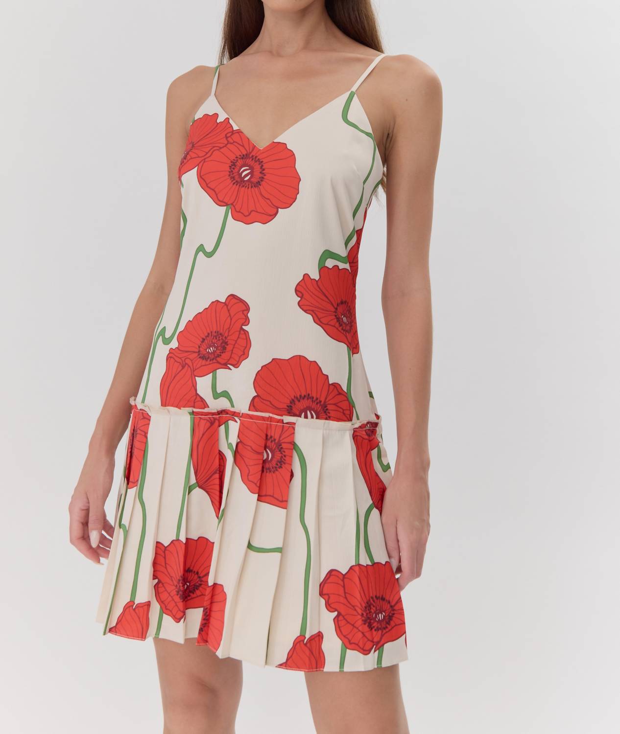 Adelyn Rae - Camila Abstract Rose Print Pleated Mini Dress
