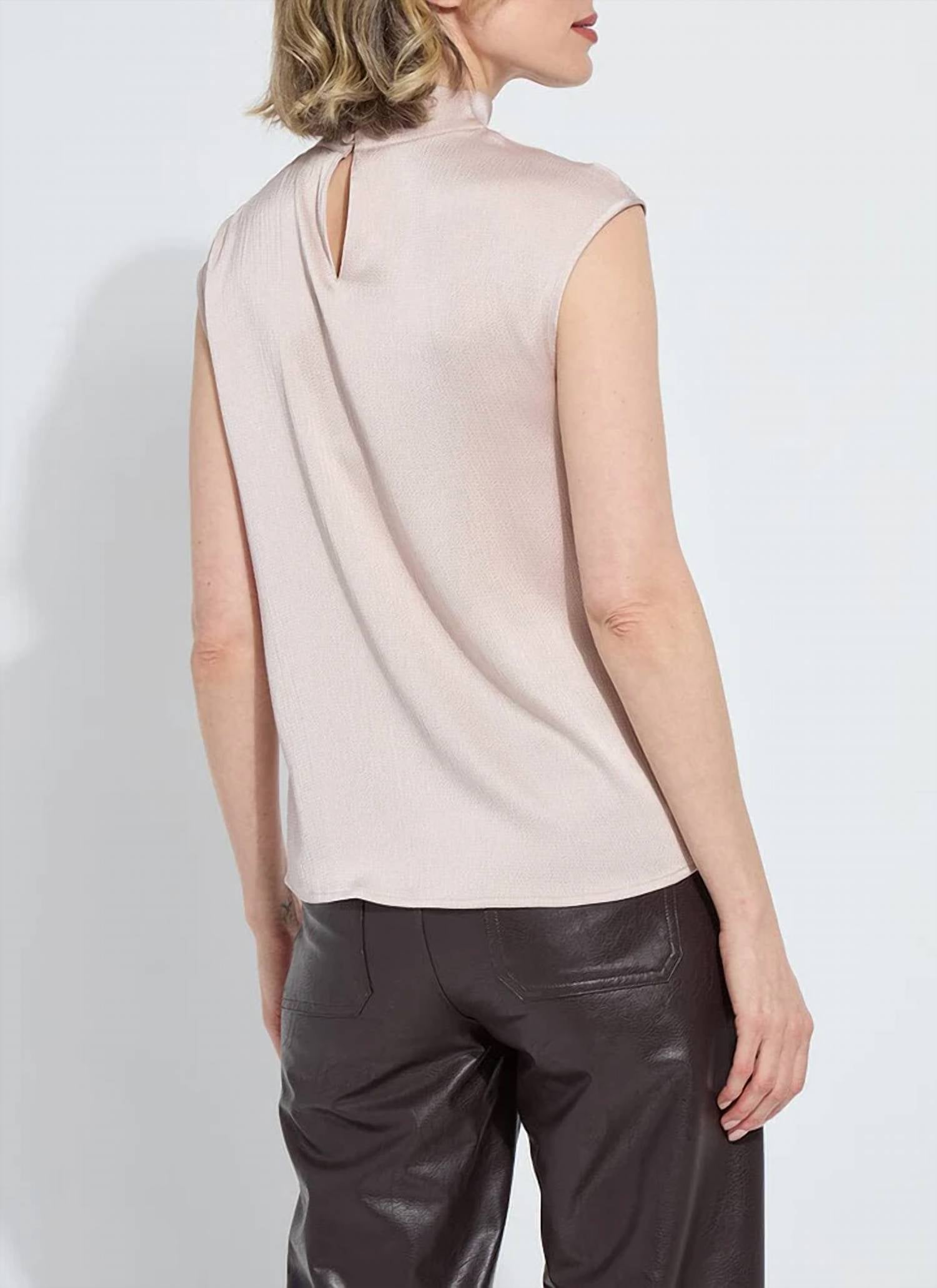 Lysse Aisha High Neck Blouse in rose petal - women's blouse - alternate view