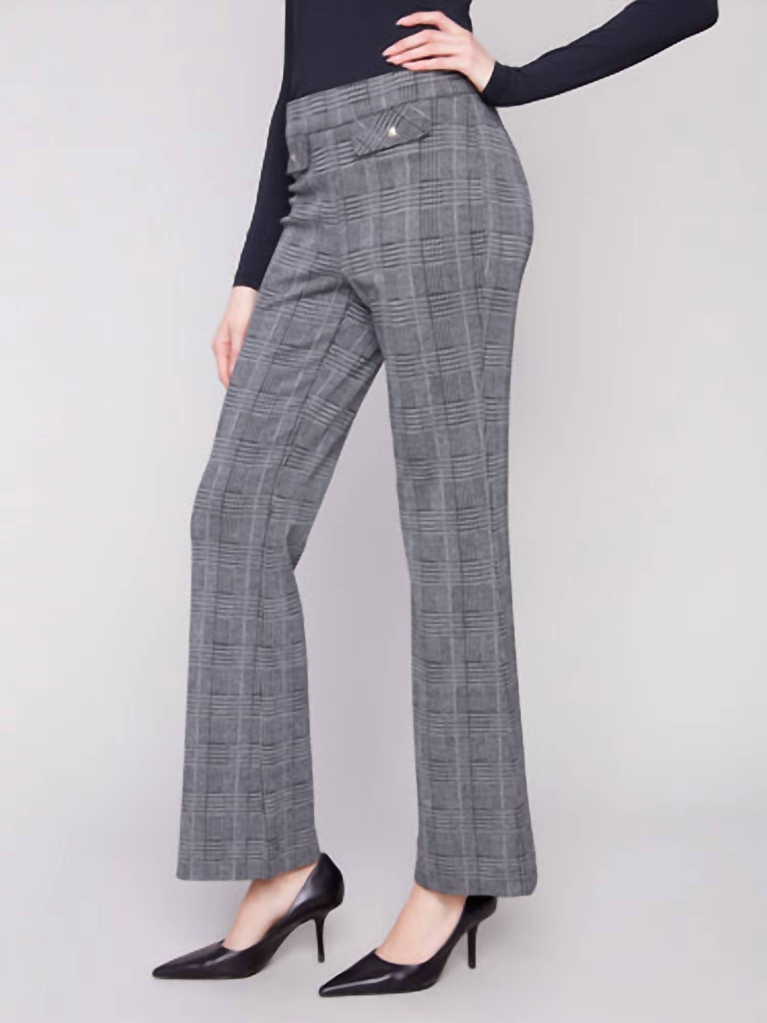 Charlie B - Glen Plaid Flare Pants