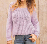 Wooden Ships Cropped Rails Chunky Crewneck Sweater in wild lilac - women's sweater