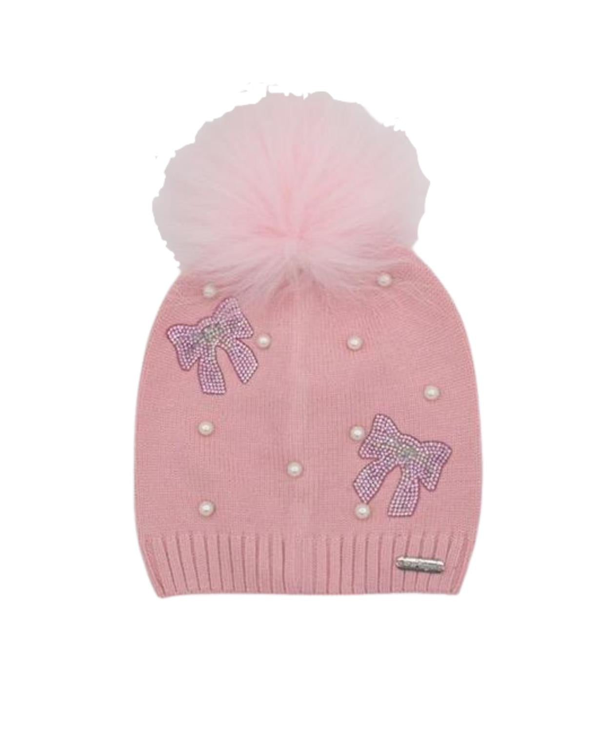 Bari Lynn - Girl's Crystal Bow Winter Hat