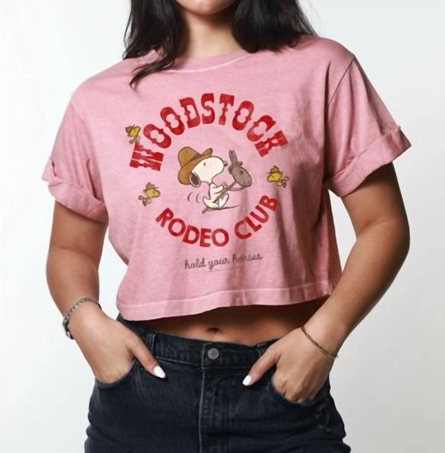 Girl Dangerous - Peanuts Woodstock Rodeo Club Cropped Boyfriend Tee