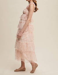 Listicle - Delicate Floral Embroidered Lace Maxi Dress
