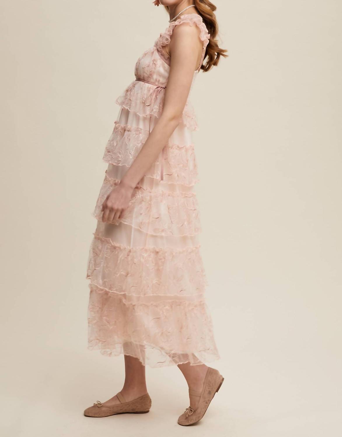 Listicle - Delicate Floral Embroidered Lace Maxi Dress