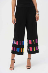 Joseph Ribkoff - Cropped Striped Wide-leg Trousers
