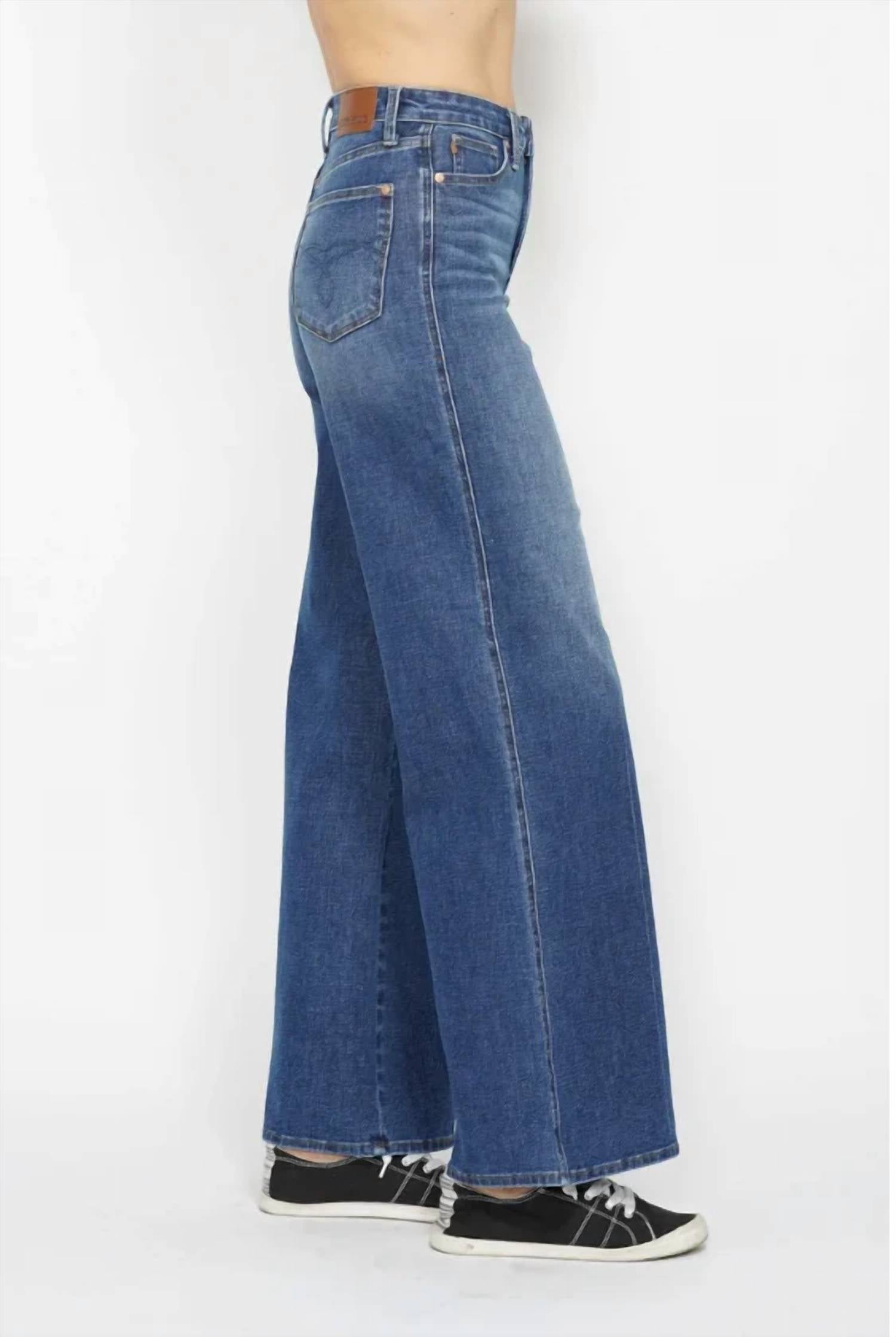 Judy Blue - Women's Chrissa Tummy Control Retro Wide Leg Jeans