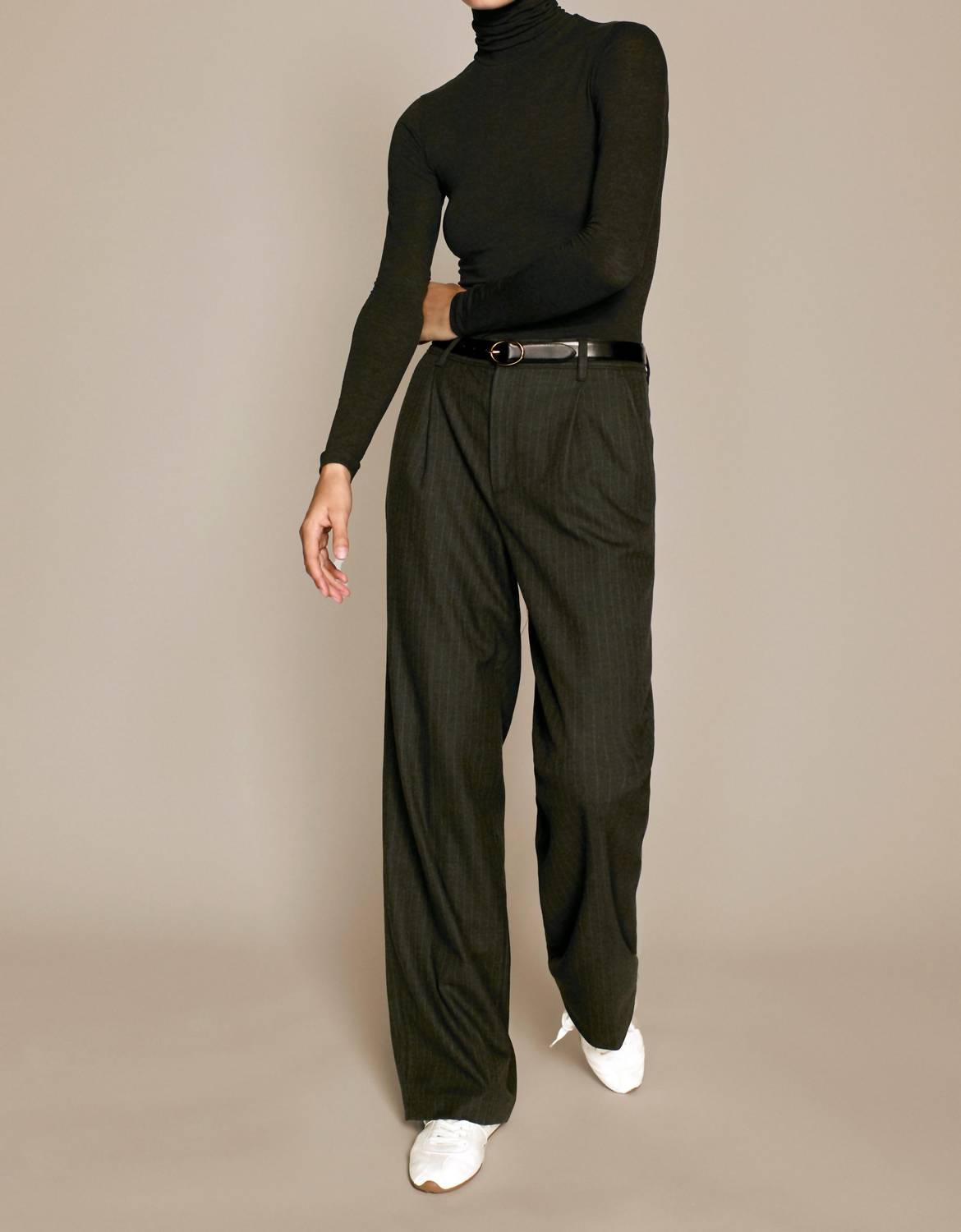 Sold Out NYC Turtleneck Long Sleeves Top in charcoal - women's sweater - alternate view